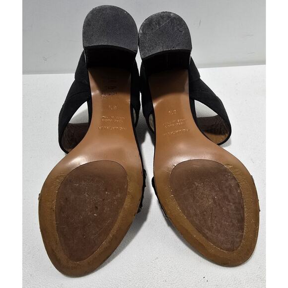 Aquatalia Suzanne Heeled Dress Sandals Suede/Embossed Snakeskin Sz 6.5 B Italy - Picture 8 of 9